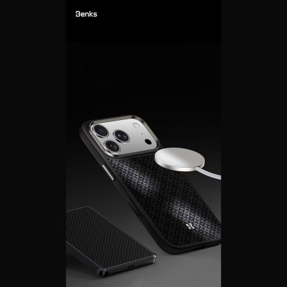 Удароустойчив кевларен кейс с MagSafe за iPhone 18 Pro Max, iPhone 17 Pro Max - Benks Magnetic Armor Pro Armor Grid Kevlar Metal Frame 600D Case Camera Control Button (black) 10