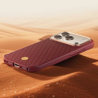 Удароустойчив кевларен кейс с MagSafe за iPhone 18 Pro, iPhone 17 Pro - Benks Magnetic Armor Pro Armor Grid Kevlar Metal Frame 600D Camera Control Button Case (red) 5