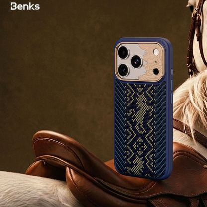 Кевларен кейс с MagSafe за iPhone 18 Pro Max, iPhone 17 Pro Max - Benks Armor Pro Knight Kevlar Metal Frame Case with Control Camera Button (blue) 5