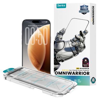 Калено стъклено защитно покритие със сапфирени частици на iPhone 18 Pro, iPhone 17 Pro - Benks Tempered Glass Omni Warrior Anti-Drop Eye-Friendly HD 11