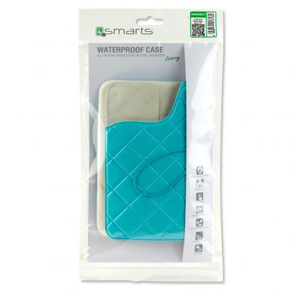 4smart Waterproof Wallet Case Rimini - универсален водоустойчив калъф за смартфони до 6 инча (син) 5