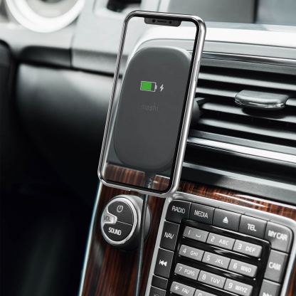 Moshi SnapTo Car Mount with Wireless Charging - магнитна поставка за кола с безжично зареждане (черен) 4