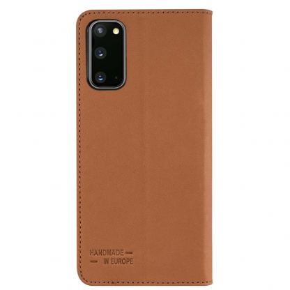 JT Berlin BookCase Tegel Case - хоризонтален кожен (естествена кожа) калъф тип портфейл за Samsung Galaxy S20 (кафяв) 3