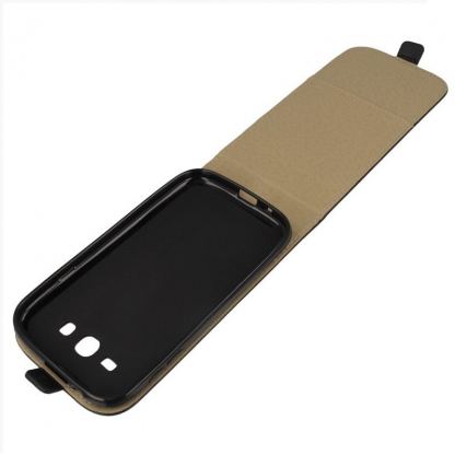 Leather Pocket Flip Case - вертикален кожен калъф с джоб за Samsung Galaxy J3 (2016) (черен) 3