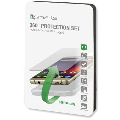 4smarts 360° Protection Set - тънък силиконов кейс и стъклено защитно покритие за дисплея на Samsung Galaxy S5 SM-G900, Samsung Galaxy S5 Neo (прозрачен) 4
