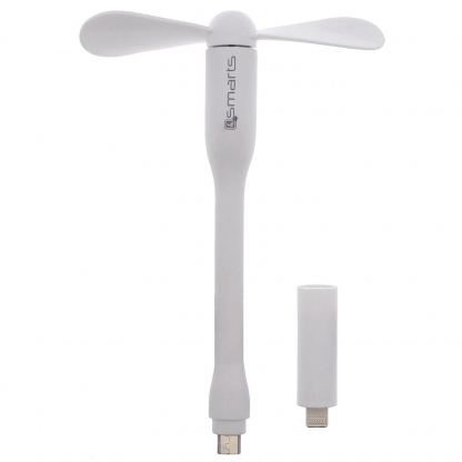 4smarts Basic Typhoon Mini-Fan 2-in-1 - мини вентилатор за устройства MicroUSB и Lightning (бял) 3