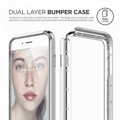 Elago Bumper Case - бъмпер и комплект защитни покрития за дисплея и задната част за iPhone SE 2020, iPhone 7, iPhone 8 (бял) 6