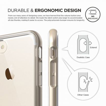 Elago Dualistic Case - хибриден кейс (поликарбонат + TPU) и HD покритие за iPhone SE 2020, iPhone 7, iPhone 8 (златист) 6
