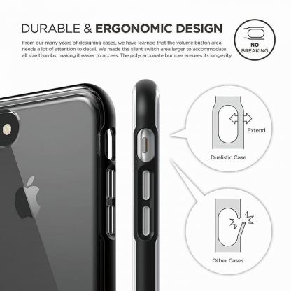 Elago Dualistic Case - хибриден кейс (поликарбонат + TPU) и HD покритие за iPhone 7, iPhone 8 (черен) 4