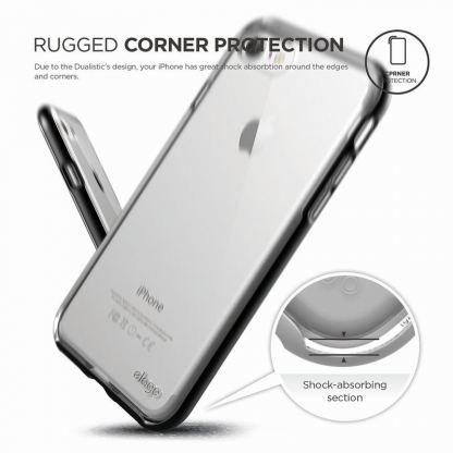 Elago Dualistic Case - хибриден кейс (поликарбонат + TPU) и HD покритие за iPhone 7, iPhone 8 (черен) 6