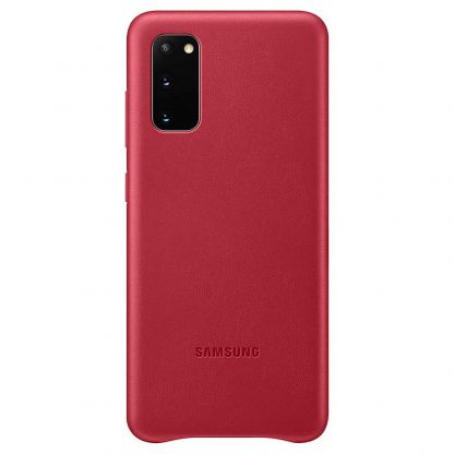 Samsung Leather Cover EF-VG980LREGEU - оригинален кожен калъф (естествена кожа) за Samsung Galaxy S20 (червен)