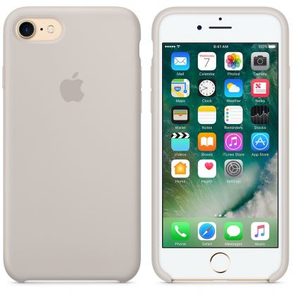 Apple Silicone Case - оригинален силиконов кейс за iPhone SE 2020, iPhone 7, iPhone 8 (бежав) 4