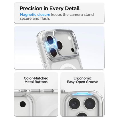Хибриден кейс с висока степен на защита с MagSafe за iPhone 18 Pro Max, iPhone 17 Pro Max - Spigen Ultra Hybrid Optik S MagSafe (clear silver) 6
