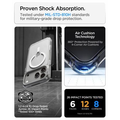 Хибриден кейс с висока степен на защита с MagSafe за iPhone 18 Pro Max, iPhone 17 Pro Max - Spigen Ultra Hybrid Optik S MagSafe (clear silver) 11