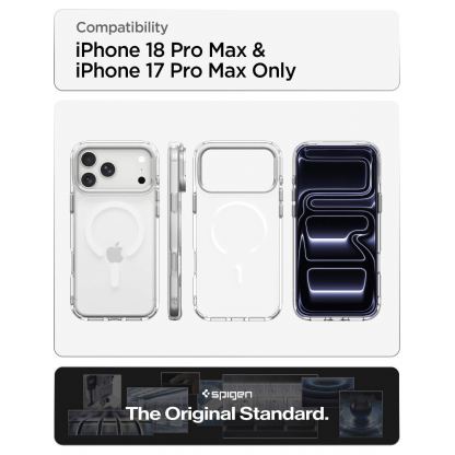 Хибриден кейс с висока степен на защита с MagSafe за iPhone 18 Pro Max, iPhone 17 Pro Max - Spigen Ultra Hybrid Optik S MagSafe (clear silver) 13