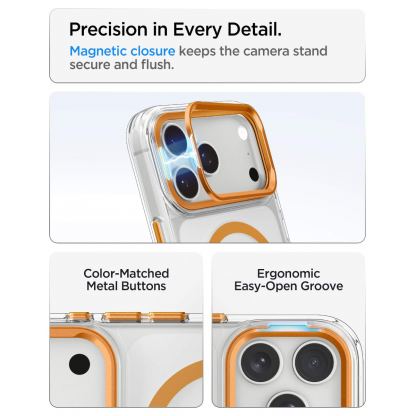 Хибриден кейс с висока степен на защита с MagSafe за iPhone 18 Pro, iPhone 17 Pro - Spigen Ultra Hybrid Optik S MagSafe (clear orange) 7