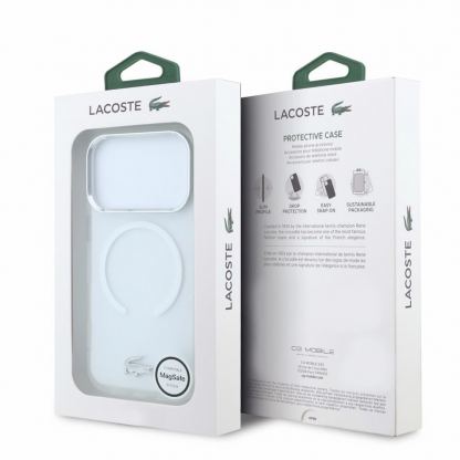 Хибриден удароустойчив кейс с MagSafe за iPhone 18 Pro, iPhone 17 Pro - Lacoste IML Frosted Metal Logo MagSafe Case (transparent) 7