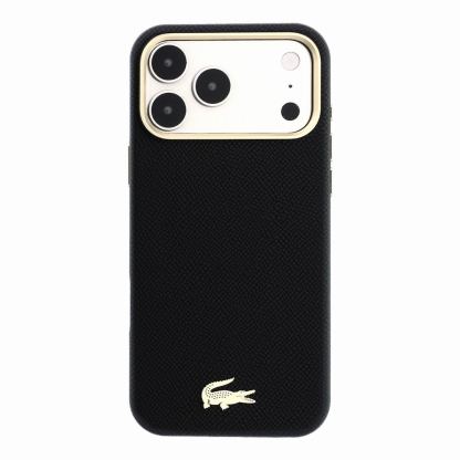 Дизайнерски кожен кейс с MagSafe за iPhone 18 Pro, iPhone 17 Pro - Lacoste PU Champs Elysees Gold Logo MagSafe Leather Hard Case (черен) 3