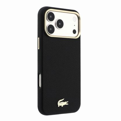 Дизайнерски кожен кейс с MagSafe за iPhone 18 Pro, iPhone 17 Pro - Lacoste PU Champs Elysees Gold Logo MagSafe Leather Hard Case (черен) 4