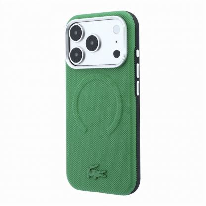 Хибриден удароустойчив кейс с MagSafe за iPhone 18 Pro Max, iPhone 17 Pro Max - Lacoste PVC Petit Pique Semi Wrap Embossed MagSafe Case (estragon) 2