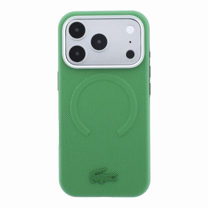 Хибриден удароустойчив кейс с MagSafe за iPhone 18 Pro Max, iPhone 17 Pro Max - Lacoste PVC Petit Pique Semi Wrap Embossed MagSafe Case (estragon) 3