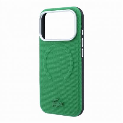 Хибриден удароустойчив кейс с MagSafe за iPhone 18 Pro Max, iPhone 17 Pro Max - Lacoste PVC Petit Pique Semi Wrap Embossed MagSafe Case (estragon) 5