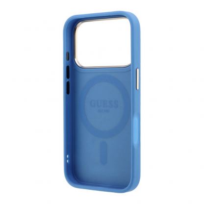 Дизайнерски кожен кейс с MagSafe за iPhone 18 Pro, iPhone 17 Pro - Guess PU 4G Ring Stand MagSafe Leather Hard Case (blue) 6