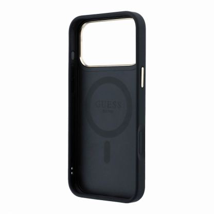 Дизайнерски кожен кейс с MagSafe за iPhone 18 Pro Max, iPhone 17 Pro Max - Guess PU 4G Ring Stand MagSafe Leather Hard Case (black) 6