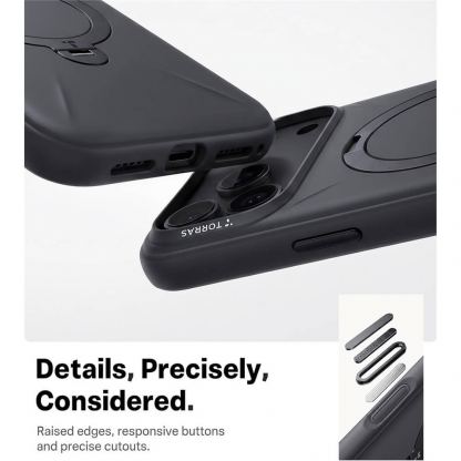 Силиконов (TPU) калъф с вградена поставка и MagSafe за iPhone 18 Pro, iPhone 17 Pro - Torras Ostand Q3 Silicone MagSafe Case (black) 3