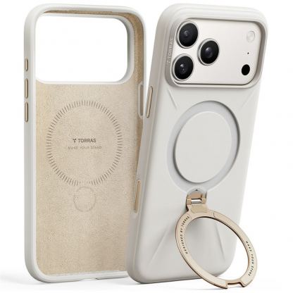 Силиконов (TPU) калъф с вградена поставка и MagSafe за iPhone 18 Pro Max, iPhone 17 Pro Max - Torras Ostand Q3 Silicone MagSafe Case (white) 2