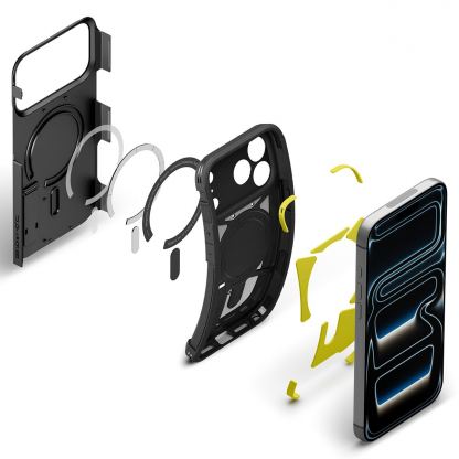 Хибриден кейс с най-висока степен на защита с MagSafe за iPhone 18 Pro, iPhone 17 Pro - Spigen Tough Armor T MagSafe Case (черен) 13