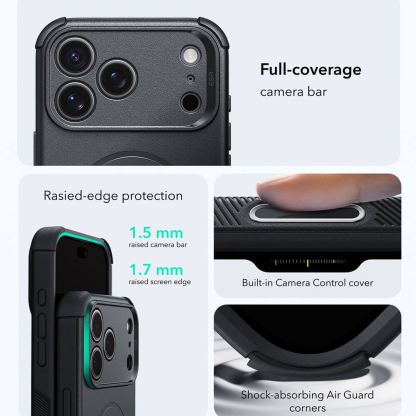 Хибриден кейс с висока степен на защита с MagSafe за iPhone 18 Pro, iPhone 17 Pro - ESR Cyber HaloLock MagSafe Case (black) 2
