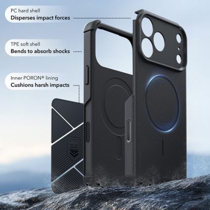 Хибриден кейс с висока степен на защита с MagSafe за iPhone 18 Pro, iPhone 17 Pro - ESR Cyber HaloLock MagSafe Case (black) 5