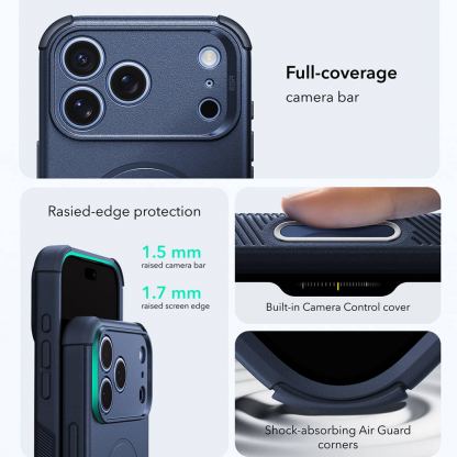 Хибриден кейс с висока степен на защита с MagSafe за iPhone 18 Pro, iPhone 17 Pro - ESR Cyber HaloLock MagSafe Case (navy blue) 2