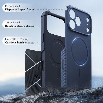 Хибриден кейс с висока степен на защита с MagSafe за iPhone 18 Pro, iPhone 17 Pro - ESR Cyber HaloLock MagSafe Case (navy blue) 6
