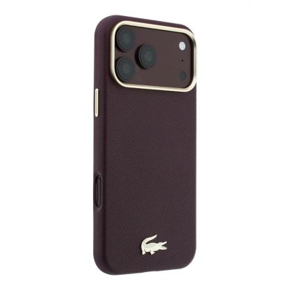 Дизайнерски кожен кейс с MagSafe за iPhone 18 Pro, iPhone 17 Pro - Lacoste PU Champs Elysees Gold Logo MagSafe Leather Hard Case (burgundy) 4