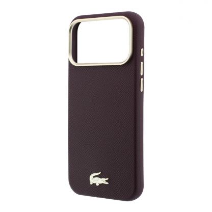 Дизайнерски кожен кейс с MagSafe за iPhone 18 Pro, iPhone 17 Pro - Lacoste PU Champs Elysees Gold Logo MagSafe Leather Hard Case (burgundy) 5