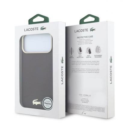 Дизайнерски кожен кейс с MagSafe за iPhone 18 Pro, iPhone 17 Pro - Lacoste PU Champs Elysees Gold Logo MagSafe Leather Hard Case (burgundy) 7