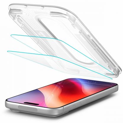 2 броя стъклени защитни покрития за дисплея на iPhone 18 Pro, iPhone 17, iPhone 17 Pro, iPhone 16 Pro - Spigen Glass tR EZ Fit Pro HD 2 Pack 2
