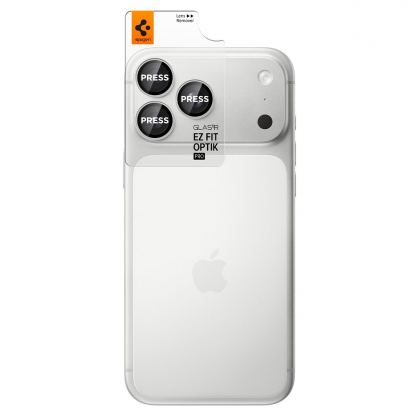 2 комплекта предпазни стъклени лещи за камерата на iPhone 18 Pro Max, iPhone 18 Pro - Spigen Glass tR EZ Fit Optik Pro Lens Protector 2 Pack (silver) 2