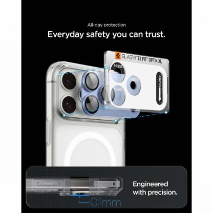 Предпазна плочка за камерата на iPhone 18 Pro - Spigen Glass tR EZ Fit Optik Pro XL (silver) 12