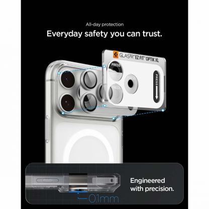 Предпазна плочка за камерата на iPhone 18 Pro Max - Spigen Glass tR EZ Fit Optik Pro XL (silver) 12