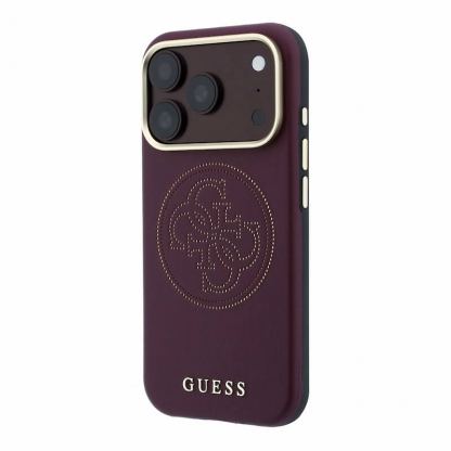Дизайнерски хибриден удароустойчив кейс с MagSafe за iPhone 18 Pro - Guess PU Semi Wrap Perforated 4G Logo MagSafe Case (burgundy) 2