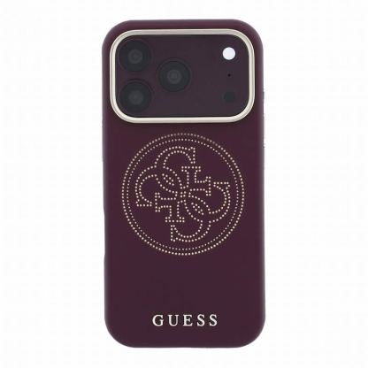 Дизайнерски хибриден удароустойчив кейс с MagSafe за iPhone 18 Pro - Guess PU Semi Wrap Perforated 4G Logo MagSafe Case (burgundy) 3