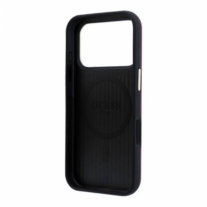 Дизайнерски хибриден удароустойчив кейс с MagSafe за iPhone 18 Pro - Guess PU Semi Wrap Perforated 4G Logo MagSafe Case (burgundy) 6
