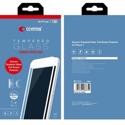 Comma Eyecare Tempered Glass Full Screen - обхващащо и ръбовете стъклено защитно покритие за дисплея на iPhone SE 2020, iPhone 7, iPhone 8(бял) 5