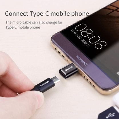 Baseus microUSB Female To USB-C Male Adapter - адаптер от microUSB женско към USB-C мъжко за мобилни устройства с USB-C порт 4
