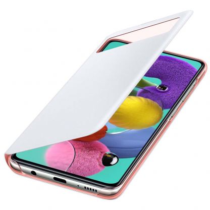 Samsung Galaxy S-View Wallet Cover EF-EA515PW - оригинален калъф през който виждате информация от дисплея за Samsung Galaxy A51 (бял) 4