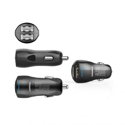 TeckNet iEP172Car Charger 4.8A and MFI Lightning Cable - зарядно за кола 4.8A с 2xUSB изходa и Lightning кабел за iPhone, iPad и iPod с Lightning порт (черен) 4