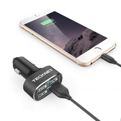 TeckNet PowerDash D2 9.6A/48W USB Car Charger - зарядно за кола (9.6A/48W) с 4xUSB порта за мобилни устройства (черен) 4